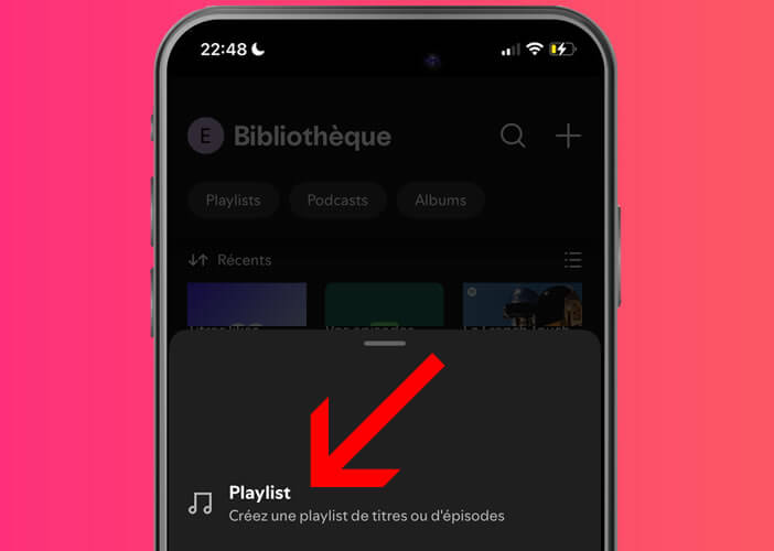Choisir le type de liste lecture à enregistrer sur Spotify
