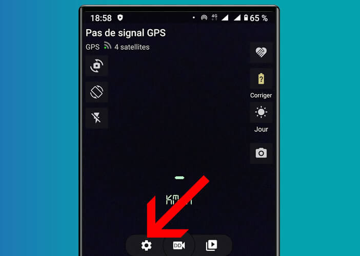 Accéder au menu permettant de modifier les réglages de l’appli Droid Dashcam