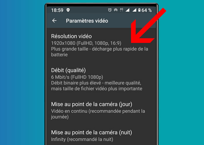 Réglage des paramètres vidéo de l’application de dashcam