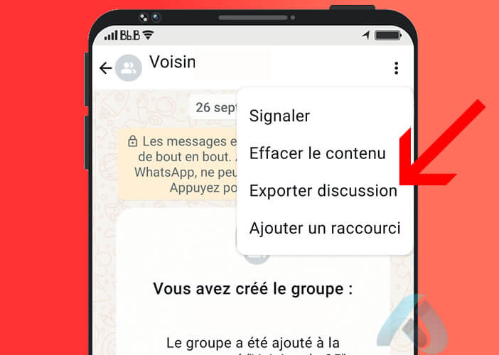 Méthode pour exporter une discussion WhatsApp spécifique