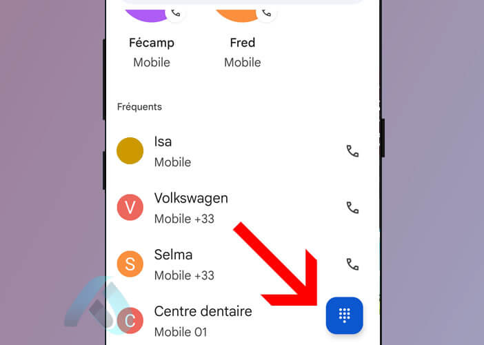 Icône permettant d’ouvrir le clavier de numérotation de l’application Téléphone pour Android