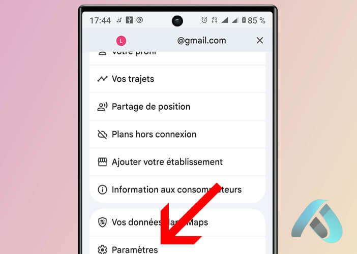 Ouvrez les paramètres de Google Maps sur un appareil Android