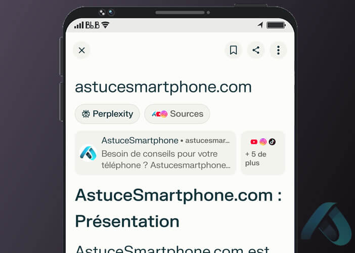 Réponse fournie par Perplexity AI avec citations et sources en bas de l’écran